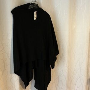 CHARTER CLUB  cashmere ruana wrap one size Elegant Black Women's Sweater NWT 🎄.